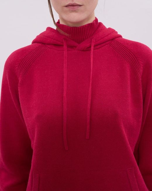 La Granni Red Knitted Roll Neck Hoodie