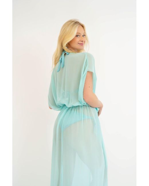 Leyla Maya Ltd Green Sophia Sheer Long Beach Dress