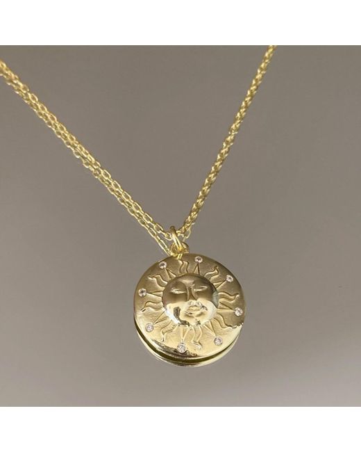 Spero London Metallic Sun Embossed Silhouette Sterling Medal Necklace