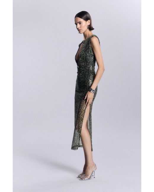 No'design Green Borgia Cut-Out Long Dress