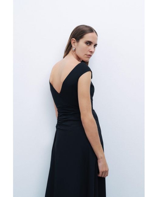 Nocturne Black Tie Detail Midi Dress