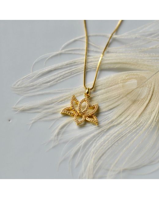 Seven Saints Metallic Rose Illuminate Lotus Necklace, Topaz Pave, Rose Over Sterling
