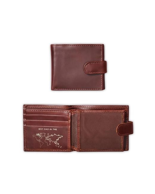 VIDA VIDA Brown Dark Leather Tri Fold Wallet for men