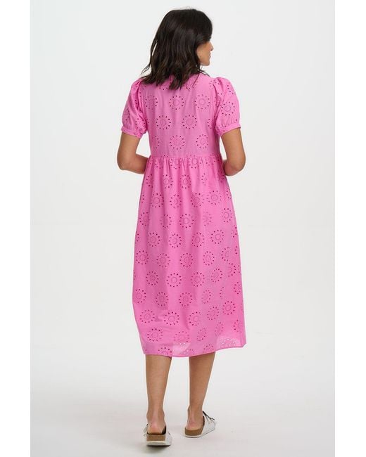 Sugarhill Pink Kim Broderie Anglaise, Midi Smock Dress