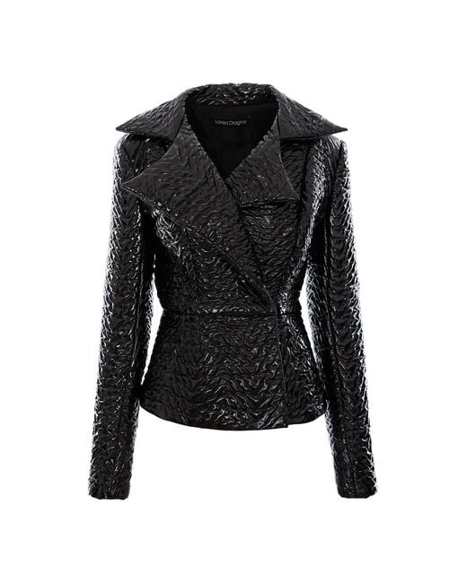 Larisa Dragna Black Fitted Short Latex Jacket Tokyo