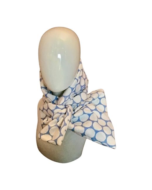 Romer Millinery Blue Twisturban Turban Cotton Matelassé With Dots