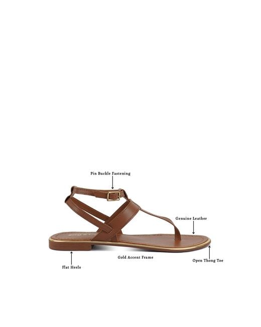 Rag & Co Brown Irene Tan Flat Thong Sandals By Rag & Co