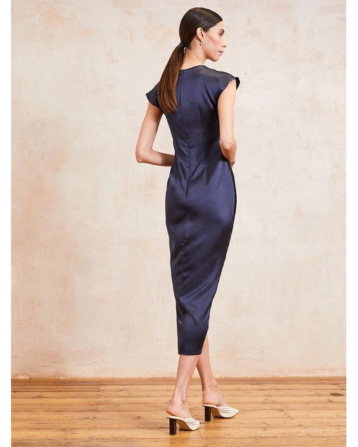 The Summer Edit Blue Rudi Silk Ruched Dress