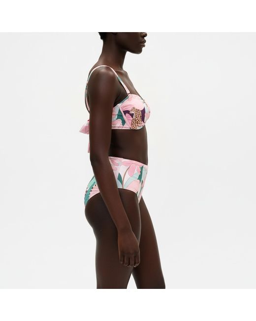 Jessie Zhao New York Red Jungle Rose Reversible Bikini Bottom
