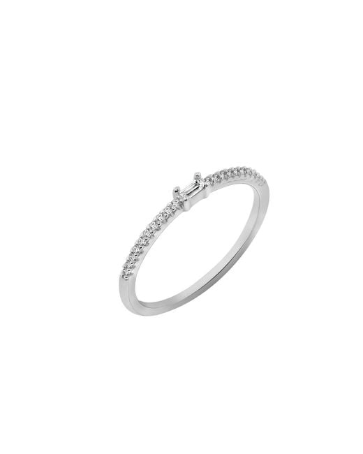 Diamonbliss Metallic Baguette Cut Dainty Solitaire Ring