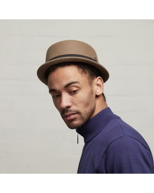 Dasmarca Hats Brown Neutrals Jack Khaki Felt Skimpy Brim Short Brim Rude Boy Mod Style Porkpie Hat for men