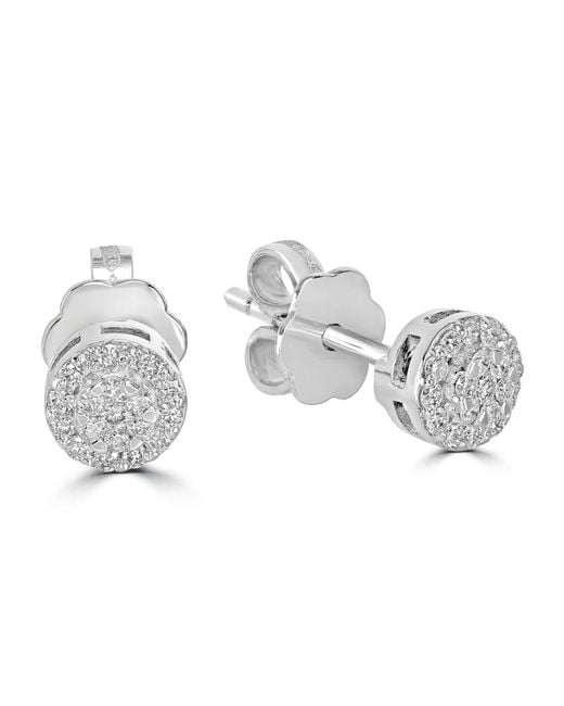 Artisan Metallic Round Diamond Cluster Stud Earrings