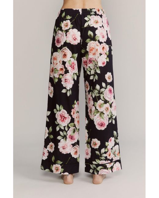 Kato Black Colony Cabbage Rose Cotton Pajamas