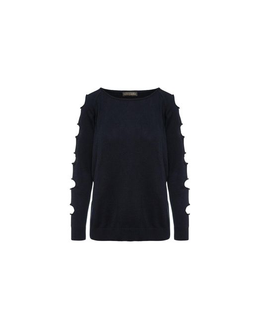 Conquista Blue Hole Detail Loose Sweater