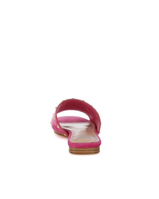 Rag & Co Pink Odalia Soft Suede Leather Studded Flats