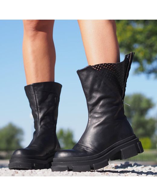 Adrenaline Fashion Blue Leather Perforated Ankle Boots – Handmade Designer Shoes, Chunky Sole, Modern Edgy Style