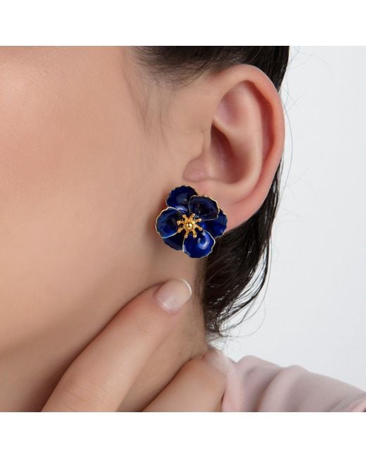 Milou Jewelry Blue Blossom Flower Earrings