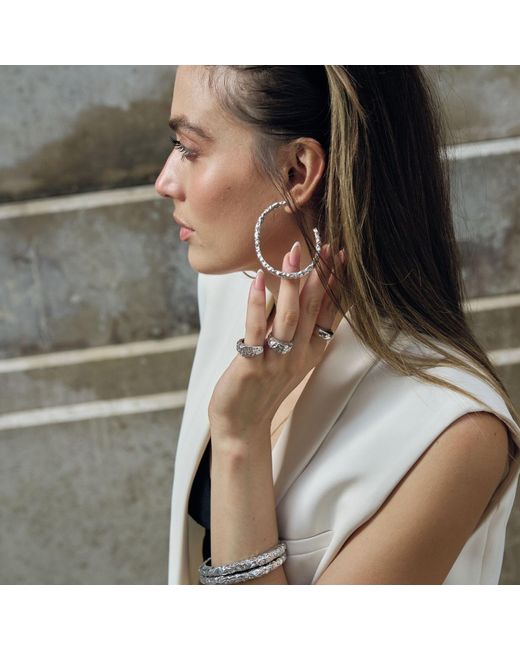 LINYA JEWELLERY White Misy Amorphous Oval Big Hoop Earrings