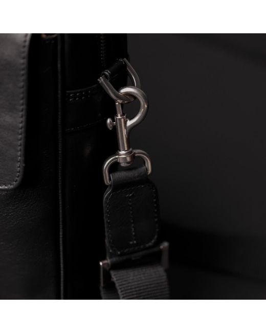 Time Resistance Black Leather Briefcase Laptop Bag for men