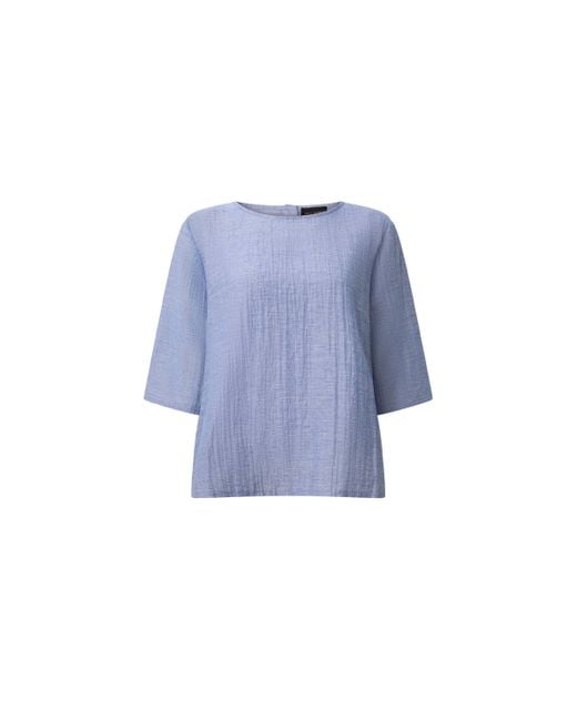James Lakeland Blue Back Button Top