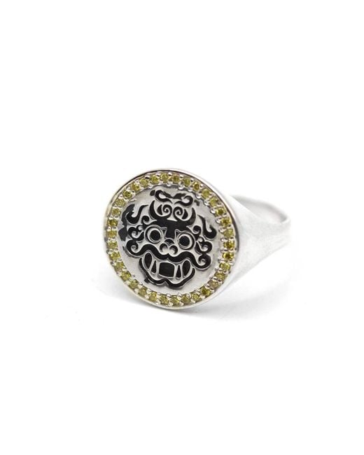 VicStoneNYC Fine Jewelry Metallic Demon Hunters Tiger Signet Ring With Natural Diamond for men