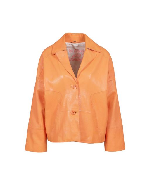 Freaky Nation Orange Oversized Leather Blazer Jacket