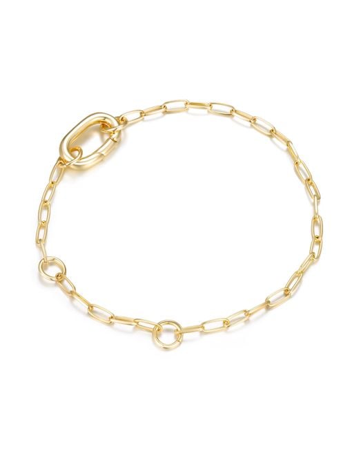 KAMARIA Metallic Paperclip Chain Charm Bracelet With Carabiner Clasp