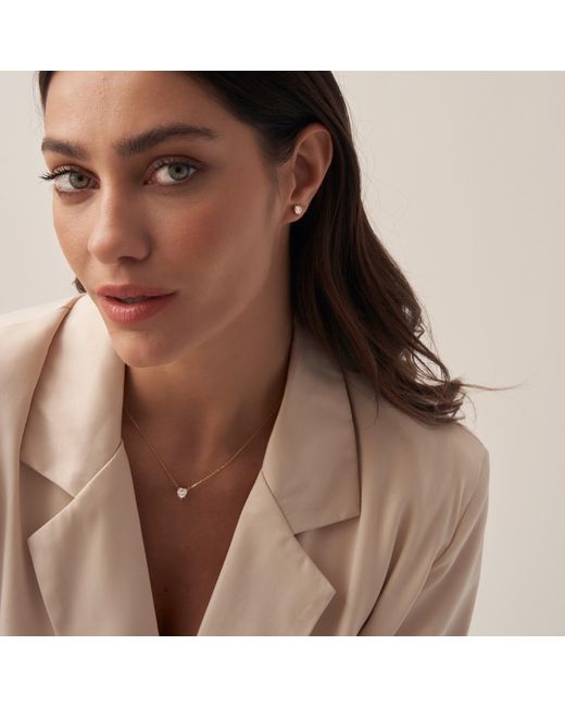 Shabella Nyc Metallic Crystal Heart Necklace