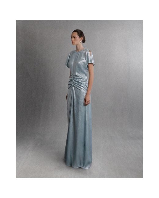 Aisl Blue Ruched Center Column Dress