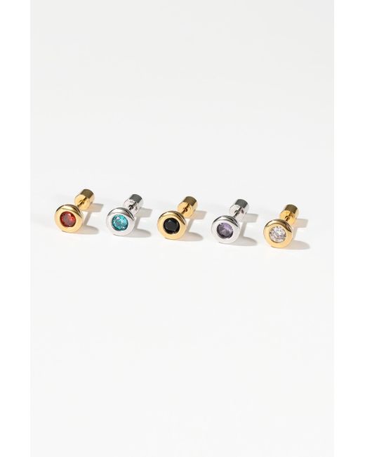 Classicharms Metallic Aurora Bezel Set Royal Solitaire Stud Earrings