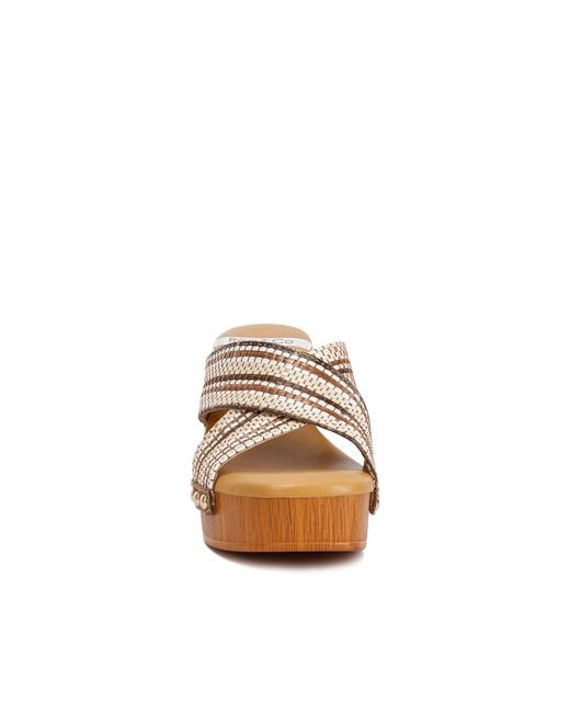 Rag & Co Brown Finley Raffia High Block Heel Clogs