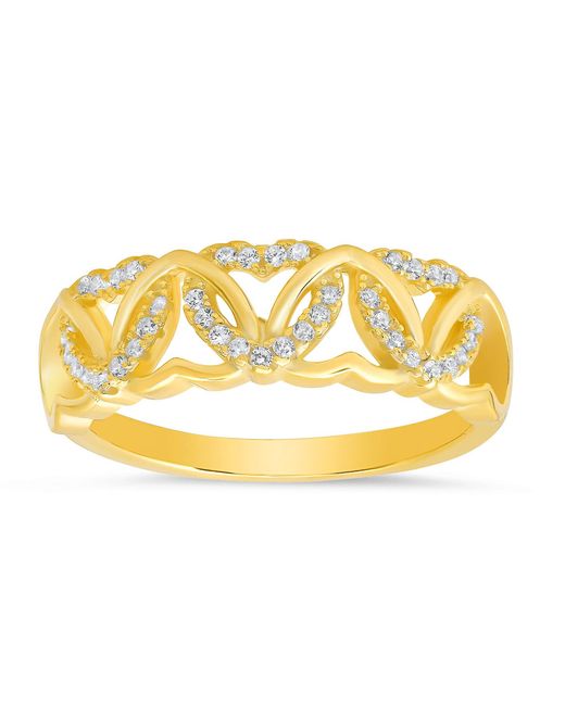 Kylie Harper Metallic Interlocking Hearts Diamond Cz Ring