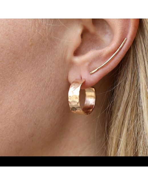 Melt'm Jewelry Metallic Wide Hammered Hoop Earrings, Handmade Filled Hoops