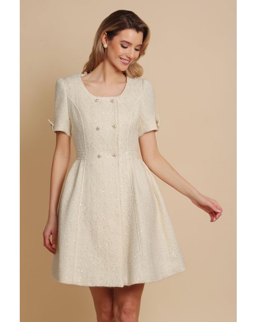Santinni Natural 'Golden Age' Wool Tweed Dress Coat