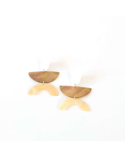 LIKHÂ Metallic Light Tricolor Long Geometric Earrings