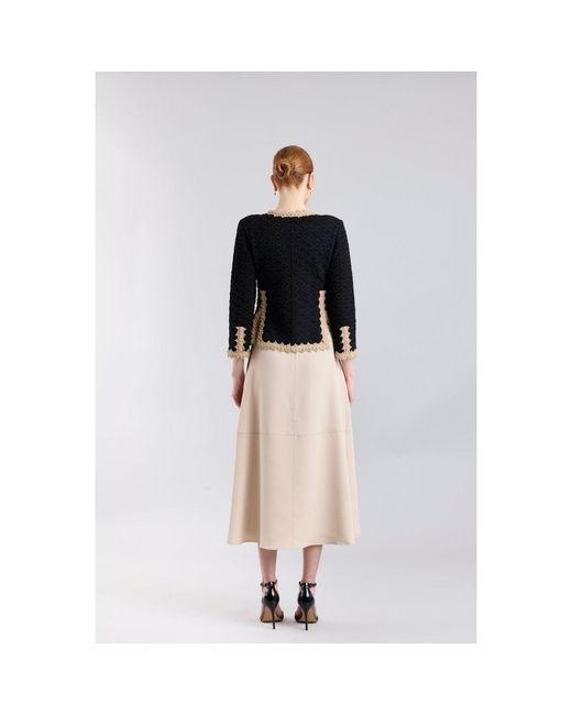 The Extreme Collection Black Neutrals Raised Embroidery Knit Jacket Paola