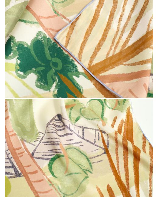 Lost Pattern Green Little Dix Bay Large Silk Scarf