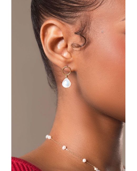 Katy Faye Metallic Neutrals Vida Moonstone Earrings