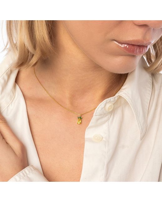 Spero London Metallic Pineapple Sterling Necklace & Earring Set