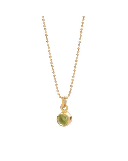 Nellou Jewellery Metallic Gem Dot Birthstone Necklace August Peridot Plated Sterling