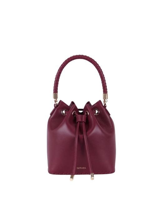 Saonara Brand Purple Bucket Bag Berry Leather