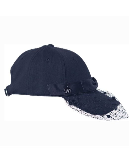 Misa Harada Millinery Blue Gigi Veiled Baseball Cap