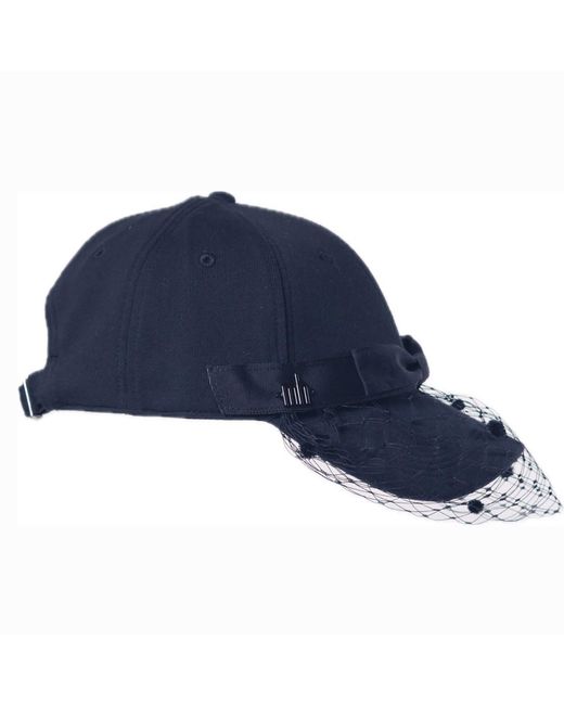 Misa Harada Millinery Blue Gigi Veiled Baseball Cap