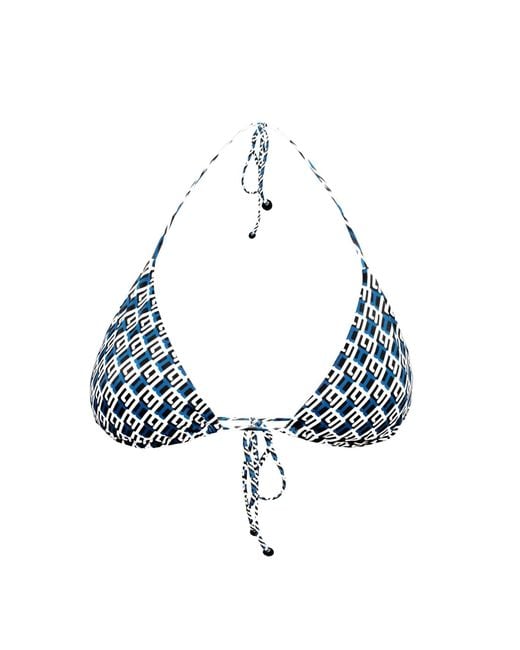 Kikki-G Swimwear Blue Josie Bikini Kg Logo Print Top