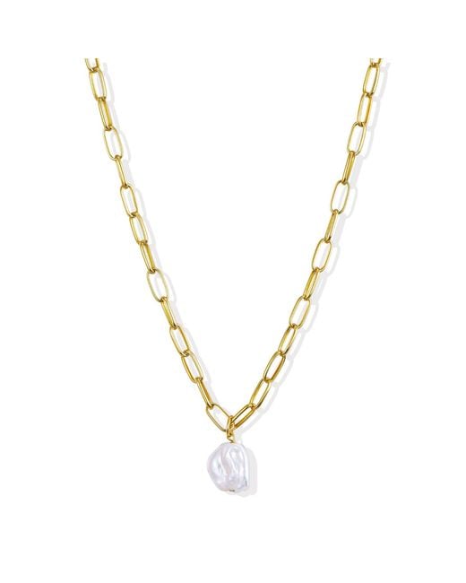 Lait & Lune Metallic Ryna Link Chain Pearl Necklace