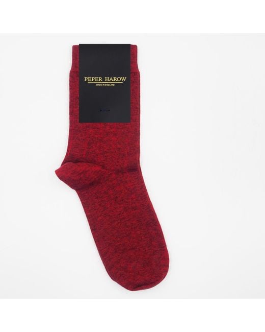 Peper Harow - Made in England Red Indulgent Cashmere Socks
