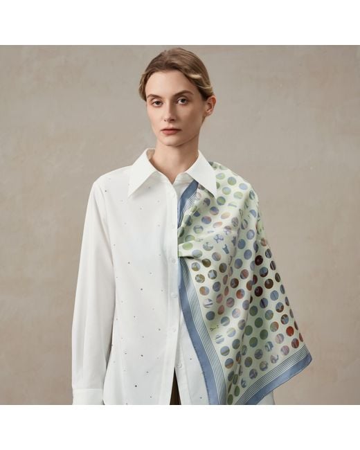 Asyii Multicolor Printed Abstract Floral Silk Twill Square
