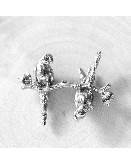 Lee Renee Metallic Parakeet Lapel Pin – Two Friends On A Branch – for men