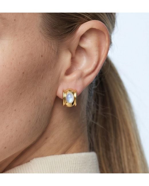 Uchi and Soto Metallic Enso Moonstone Huggie Hoop Earrings