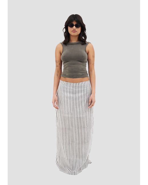 Manuela Cabrales Gray Heliconia Block Print Maxi Skirt